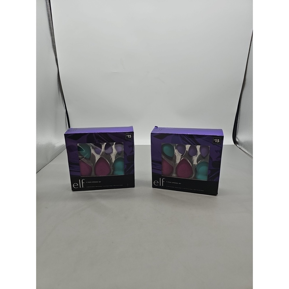 e.l.f 7 Piece Sponge Set, Latex Free Lot Of 2 New